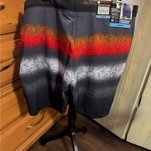 ZeroXposur Men's Gradient Swim Shorts - Red, Orange, Gray